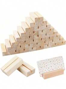 10/20 件木质座位卡架，桌号架，小桌牌架，展示质朴木质名片架，适用于婚礼派对活动