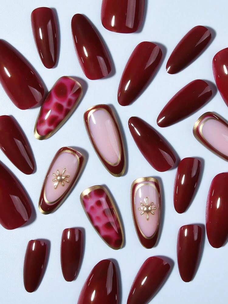 24 ملصق أظافر جيلي ثلاثي الأبعاد بشكل لوز، يمكن إنشاء نجمة وتصميم الماني فرنسي وطبعات نمر وغيرها من تصاميم فن الأظافر، مثالي للأظافر الاكريليك. المجموعة تشمل: 1 جيل جيلي و 1 مبرد أظافر. أظافر بوردو والماني فرنسي، مناسبة للعمل اليومي والمناسبات والأعياد للنساء. لوازم الأظافر - عنابي اللون - مشاهدة 5