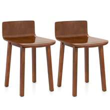 Dining Chairs Set Of 2 W/ Acacia Wood Legs Curved Seat & Low Back For Home - 預設 - 查看 1
