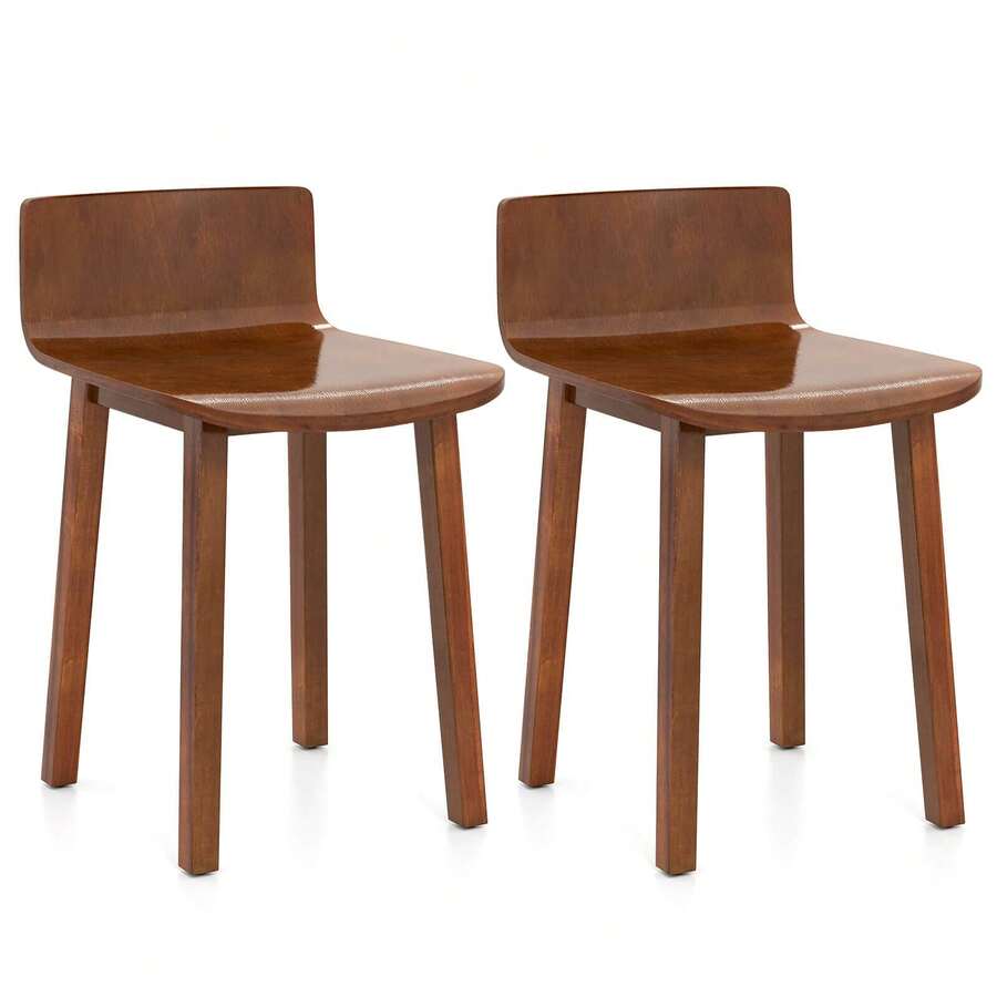 Dining Chairs Set Of 2 W/ Acacia Wood Legs Curved Seat & Low Back For Home - 預設 - 查看 1