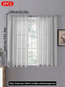 2 Panels Solid Color Window Screens, Removable Light-Filtering Decorative Curtains, Bedroom Living Room Privacy Curtains - Grey - View 8