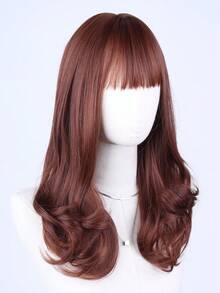 1顶齐肩卷发假发，带刘海，红棕色，14英寸，适合日常外出和聚会，不闷热，易于变换造型 - 彩色 - 查看 3