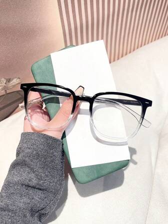 1 Piece Of Men's Gradient Square Blue Light Glasses,Made Of PC Material,Anti-Blue Light,Y2K Style, Mobile Phone Accessories,Blue Light Glasses Men,Fake Glasses,Clear Glasses,Glasses Men,Christmas Accessories,Halloween Edit,Suitable For Daily Office Commuting,Back-To-School Season,Gaming,Looks Of Party,Campus Study.