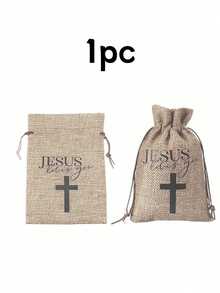 1/5/10个装麻绳束口袋，婚礼礼品袋，糖果束口袋，迷你基督教十字架首饰袋（适合圣诞节），礼品袋 - 彩色 - 查看 11