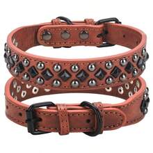 CP434B Adjustable Synthetic Leather Spiked Studded Dog Collars For Small Medium Large Pets Like Pit Bull Bulldog Pugs Husky, Collars For Puppys, Double D Ring Dog Collars For Small Dogs, Velvet Dog Collar, Pet Collars, Ex Large Dog Collars, Pet Accessories, Pet Safety Collar, Double Ring Collar, Studded Collar, Durable Pet Collar, Handcrafted Collar, Puppy Collar, Husky Owners, Large Dog Owners