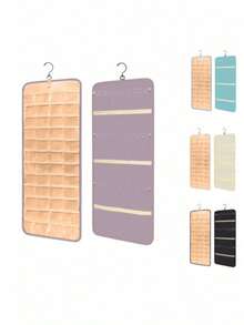 Large Capacity Jewelry Organizer Hanging Bag - Double-Sided Wall-Mounted Closet Storage With Hooks For Earrings/Necklaces/Rings | Dustproof Premium Polyester Door Organizer (Black Valentine's Gift Idea) Hanging Jewelry Organizer, Necklace Holder  Earrings Rings Hanger With Pockets Hang On Closet, Wall, Door,1 Piece, Extra Large Black - 彩色 - 查看 6