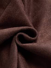 女士休闲西装外套，仿麂皮面料，长袖，宽松版型 - 棕色 - 查看 6