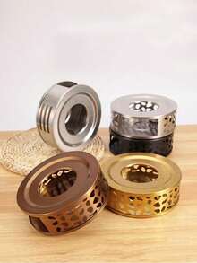 Stainless Steel Tea Stove, Tea Warmer, Desktop Insulation Stove, Heater Stove, Candle Tea Warmer, Outdoor Tea Maker, Thickened Material Is Sturdy , Uniform Heat Condfrienand Safe, Compact Design, Easy To Carry, Suitable For Making Tea, Warming Tea, Heating Coffee, Warming Food, Warming Milk, Simple And Beautiful, Round And Smooth Surface, Air Vent Design, Unlimited Usage Scenarios - Multicolor - View 8