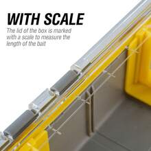 钓具盒，防锈防水，带可调节隔板的鱼饵盒，防锈鱼饵收纳盒，带秤的钓具储物盒 - 黃色 - 查看 7