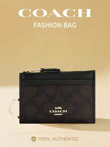 Coach Mini Skinny Id Case Monogram PVC Pocket Wallet For Women Credit Card Holder - Brown - View 1