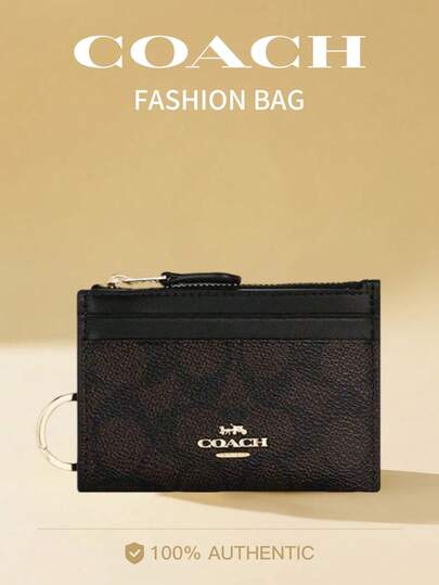 Coach Mini cartera delgada con monograma de PVC para mujer, tarjetero.