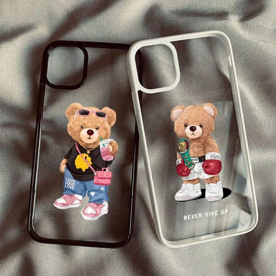 Cool Little Teddy Bear Phone Case For IPhone 14 Pro Max 15 12 13Mini 11 XR XS X 16 Plus Luxury Brand Shockproof Clear Cover Capa - Style 1 - View 1