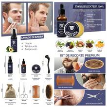 Kit Barba para Hombre, Kit Cuidado Barba Hombre Completo 8 en 1, con Aceite para Barba, Blsamo para Barba, Champ, Cepillo para Barba, Peine, Tijera, Maquinilla de Afeitar, Regalos Navidad para Hombres - Azul 8pcs con rodillo - Ver 1