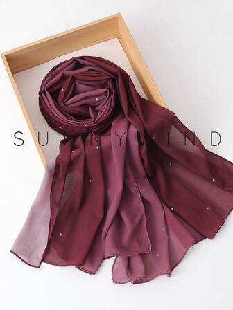 1pc Women's Solid Color Polyester Simple Elegant Scarf, For Daily Use