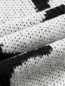 Men's Casual Letter Print Colorblock Long Sleeve Sweater, Autumn/Winter - Black - View 6