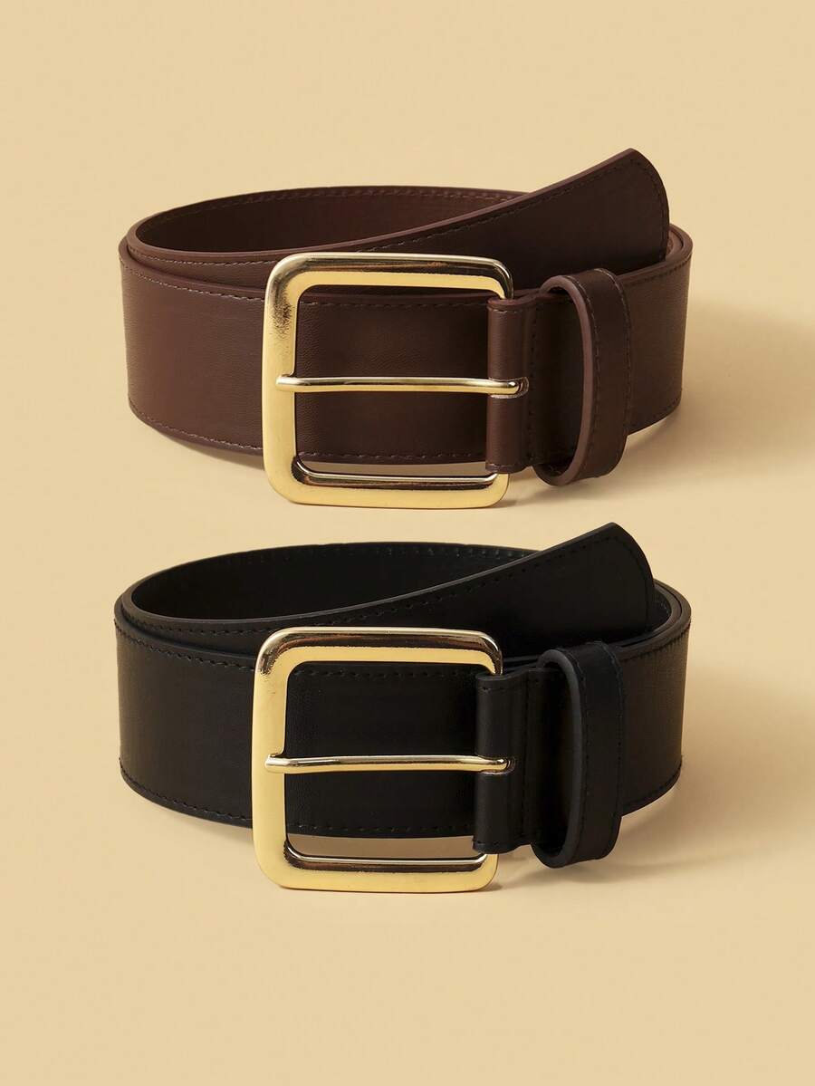 女士宽腰带一条，时尚仿麂皮腰带，配金色大扣，适合休闲穿着、万圣节装扮、音乐节、狂欢节、海滩、生日派对、闺蜜之夜、圣诞节、情人节、母亲节礼物。 - 棕色 - 查看 1