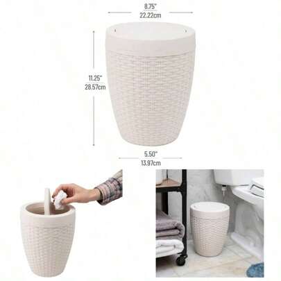 - Bote de basura de 8 litros 2 gales capacidad, decoracin de bao, tapa giratoria, accesorios, redondo, 8. pulgadas de largox 8. pulgadas de anchox 11.2 pulgadas de alto, marfil