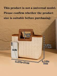 New European Style Woven Bag, Vacation Straw Bag, Travel Bag, Fashionable Portable Storage Bag, Beach Bag, Straw Handbag, Mini Straw Handbag, Summer Essential, Versatile Item, Perfect For Women, Girls, Students, Travel, Vacation, Beach, Holiday, Gift, Vacation, Beach Bags - Brown - View 2