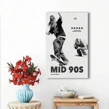 Framed Mid-90s Skateboard Canvas Art Print - Vintage 90s Skate Culture Poster, Black & White Retro Skateboarding Decor. Idea Gift For New Year, Thanksgiving Day, Christmas, For Room Decor, Kitchen Decor, Living Room Painting, Halloween Decor, Bathroom Decor, Home Decor, Wall Decor, Bedroom Decor. - Đóng khung - Xem 3