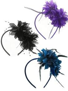 1 Stück Vintage Damen 1920er Jahre Spitze Mesh Amazing Gatsby Haarband - Retro 80er Jahre inspiriertes Damen Party Accessoire, erhältlich in Rosa, Blau, Gelb, Grün, Orange, Lila, Schwarz, Weiß, geeignet für Braut-Verlobung, Hochzeit, Halloween, Lehrer Geschenke, Weihnachten, Silvester, Lässig Outfit - 1 Stück/3 Stücke