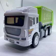 Juguete fricción camión recolector basura llantas goma saca humo, vehículo educativo divertido, limpieza ciudad, materiales resistencia alta, juego rol - Amarillo - Ver 2