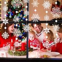 Frozen Snowflake Garland Transparent White Large Snow Streamers For Frozen Birthday Baby Shower Christmas Party Winter Wonderland White Snowflake Banner For Christmas New Year Decoration - 白色 - 查看 2