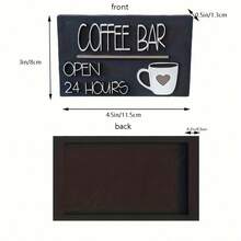 Cute And Fun 3D Coffee Bar, Open 24 Hours, Wooden Box, Mini Coffee Bar Sign, Coffee Tray, Everyday Decoration. - 黑色 - 查看 9