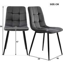Rectangular Dining Table And Chairs Set Of 117 Cm With 4 Chairs, Modern Style, Dark Grey Velvet Chairs, Gold Table Legs. - Grey - View 9
