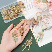 12pcs/Set Dreamcatcher Keychains With Gemstone Pendants And Metal Accessories - Multi-Color, Feather Keyring With Clasp, Suitable For All Year Round, Great Gift Choice - Alloy Material, Various Shapes