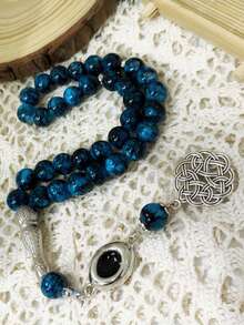 33pcs Glass Bead Single Strand Muslim Prayer Beads Tasbih Rosary Bracelet For Daily Wear - 33 Glass Spikelets - View 4