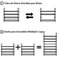 Niveles Organizador de Zapatero Apilable de Almacenamiento - Zapateros Organizador de Expandible y Ajustable Organizador de Almacenamiento de Zapatos 4 Niveles 60CM - 4 niveles 60 cm - Ver 6