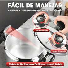 Esta olla a presión de 9 litros es ideal para preparar sopas, cocinar carne, etc. Es compatible con cocinas de gas y resulta perfecta para cocinas y restaurantes. Se puede utilizar para cocinar arroz, preparar sopas y cocinar carne al vapor. - Plateado - Ver 3
