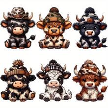 6 Cute Highland Cow Heat Transfer Stickers, Fashionable And High-Quality DIY Shirts, Jeans, Masks, Backpacks Special Durable Heat Transfer Stickers - Personalized Style Design - 彩色 - 查看 5