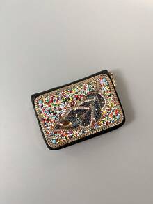 大容量多功能卡包钱包，波西米亚风格设计，包含摇钱树、孔雀眼和叶子图案，创意礼品之选，适合送给自己或朋友。女士卡包、迷你钱包、小钱包、手提包，女士钱包。 - 彩色 - 查看 11