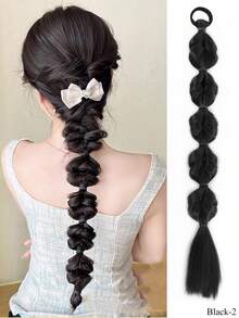 1pc 20 Inch Ponytail Wig Female Bubble Braid Natural Dye Twist Braid Tie-Up Dreadlocks1 Double Ponytail Lantern Braid - Multicolor - View 11