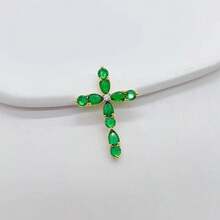 1pc Copper Micro-Inlaid Full Diamond Cross Pendant, Fashionable & Personalized Mini Charm For DIY Bracelet, Necklace, Earrings, Phone Chain, Versatile Handmade Accessory - Multicolor - View 5