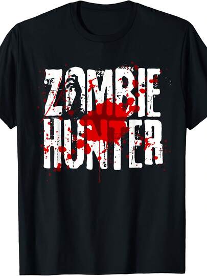 Funny Zombie Hunter Design For Boys Girls Halloween Hunting T-Shirt,Suitable As A Christmas Gift For Autumn And Winter