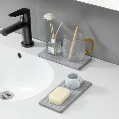 1件装厨房水槽龙头垫，硅胶干燥垫，吸水粘土速干石，皂碟，防溅厨房小工具，适用于家庭厨房、餐厅、浴室，情人节和母亲节礼物