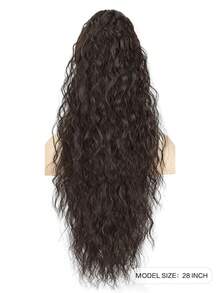 Tóc giả đuôi ngựa dài 28 inch, kiểu gợn sóng xoăn, sợi tổng hợp nhiều lớp chịu nhiệt, tóc giả sợi chịu nhiệt gợn sóng xoăn, unisex, dễ đeo, màu đen nâu, phù hợp cho tiệc tùng và tạo kiểu hàng ngày, phù hợp với mọi tông da, kiểu cơ bản, sợi chịu nhiệt cao, vẻ ngoài tự nhiên. - Nâu đen - Xem 3