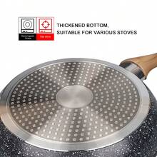 ABKOK [1 pieza/15 piezas] Juego de utensilios de cocina de aluminio negro, incluye cacerola, sartén, sartén plana, wok, sartén para el desayuno, utensilios de cocina de silicona, antiadherente y fácil de limpiar, apto para estufa. Disponible para comprar piezas individuales y juegos. - Negro - Ver 7