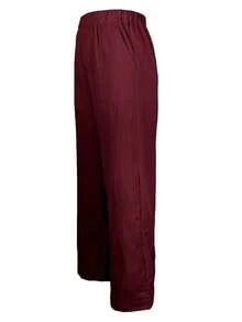 Women's Solid Color Elastic Waist Casual Wide Leg Pants - Burgundy - View 4