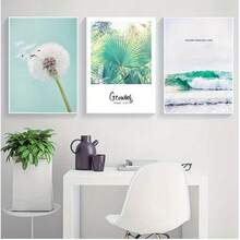 3pcs Ocean Landscape Canvas Posters, Nordic Style Beach Plants Leaves, Fashionable Home Decor 2D Flat Printing Frameless Paintings - Multicolor - View 8