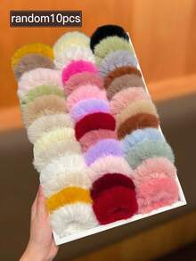 5/10/15/20 Stücke zufällige Damen Haargummis, mehrfarbig, modisch und süß, elastisch und weich, Plüsch Haargummis, Winteraccessoires für Damen, geeignet für den täglichen Gebrauch, Haaraccessoires für Damen, Neujahrgeschenke, Haargummis für Pferdeschwanz