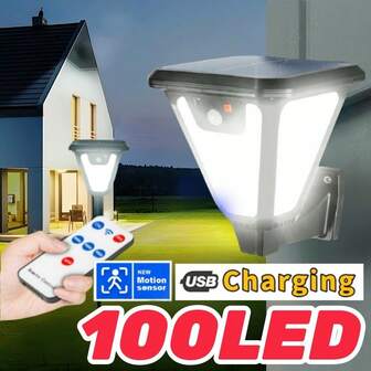 太阳能户外LED灯 阳光/USB充电 可感应运动 壁灯 遥控 防水 车库 草坪 花园 装饰灯