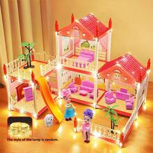 女孩 DIY 公主屋玩具套装、娃娃屋、城堡别墅、公主城堡娃娃屋、带家具和配件的 DIY 房子（颜色随机）、装饰娃娃宫殿，适合女孩和儿童的生日和圣诞礼物 - 彩色 - 查看 7