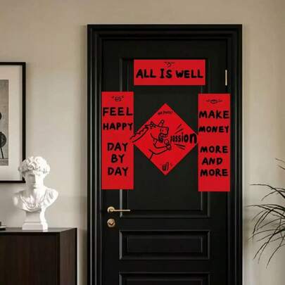 New Year Party Theme Decoration English Couplet Window/Door Stickers