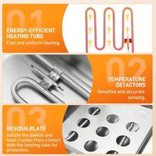 10QT Capacity Electric Deep Fryer With Baskets & Lids, 10L Countertop Stainless Steel Temperature Control Frying Machine, For Home & Commercial 2500W 60Hz 110V - Xem 6