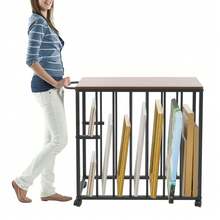 Mobile Art Drying Rack With Wheels, 2+6 Compartments Paint Drying Rack With Desktops Design, Art Canvas Storage Trolley For Painting Storage And Art Pieces Display - Black - View 9