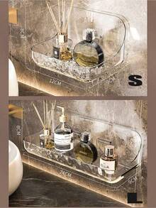 Large Capacity Acrylic Bathroom Storage Rack, Multi-Functional, No Drilling Installation, Strong Load Bearing, Transparent, Holds Cosmetics, Toiletries, Cleaning Tools, Modern Bathroom Decor, Space-Saving Solution