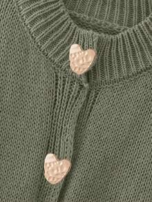 春夏加厚面料白色、黑色、粉色、棕色毛衣，秋冬女士针织开衫外套，时尚简约商务休闲通勤优雅上衣，复古韩版风格 - 綠色 - 查看 3